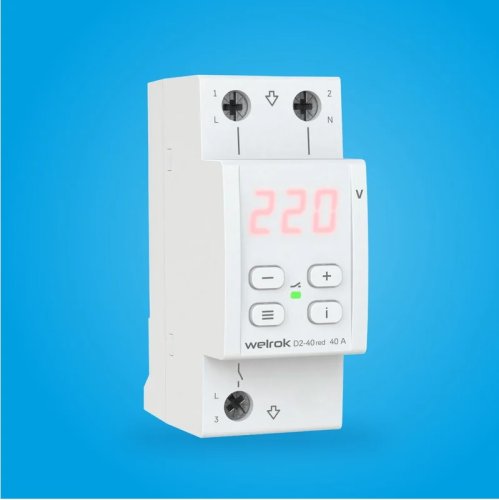 Реле напряжения однофазное цифровое на DIN-рейку WELROK D2-40 40А 50-400В картинка